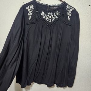 Long Sleeve black embroidered top